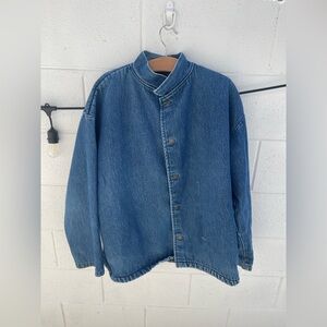 Vintage Stand Collar Blanket Lined Denim Jacket‎ Size XL